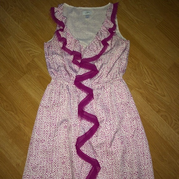 LOFT Dresses & Skirts - Ann Taylor LOFT Small Dress Pink White Sleeveless